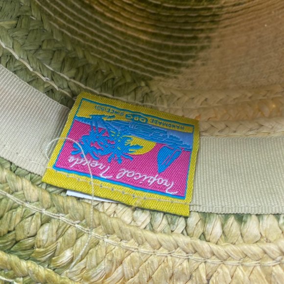 Tropical Trends Half & Half Wide Brim Sun Hat Green & Tan